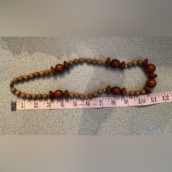 Multi Toned Wooden Bead Necklace - Picture 4 of 5